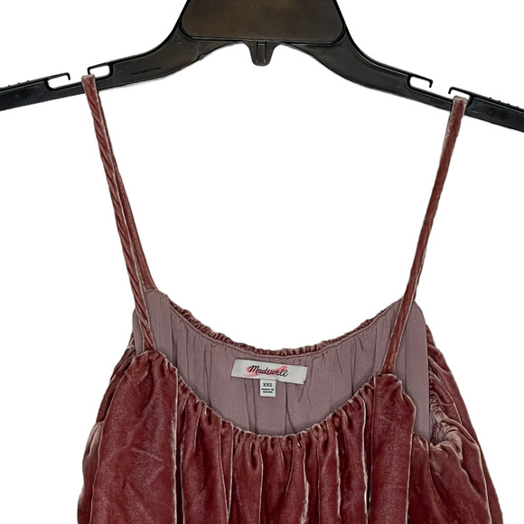 Madewell Womens Spaghetti Strap Tank Top Size XXS Silk Blend Velour Tiered - Picture 2 of 6
